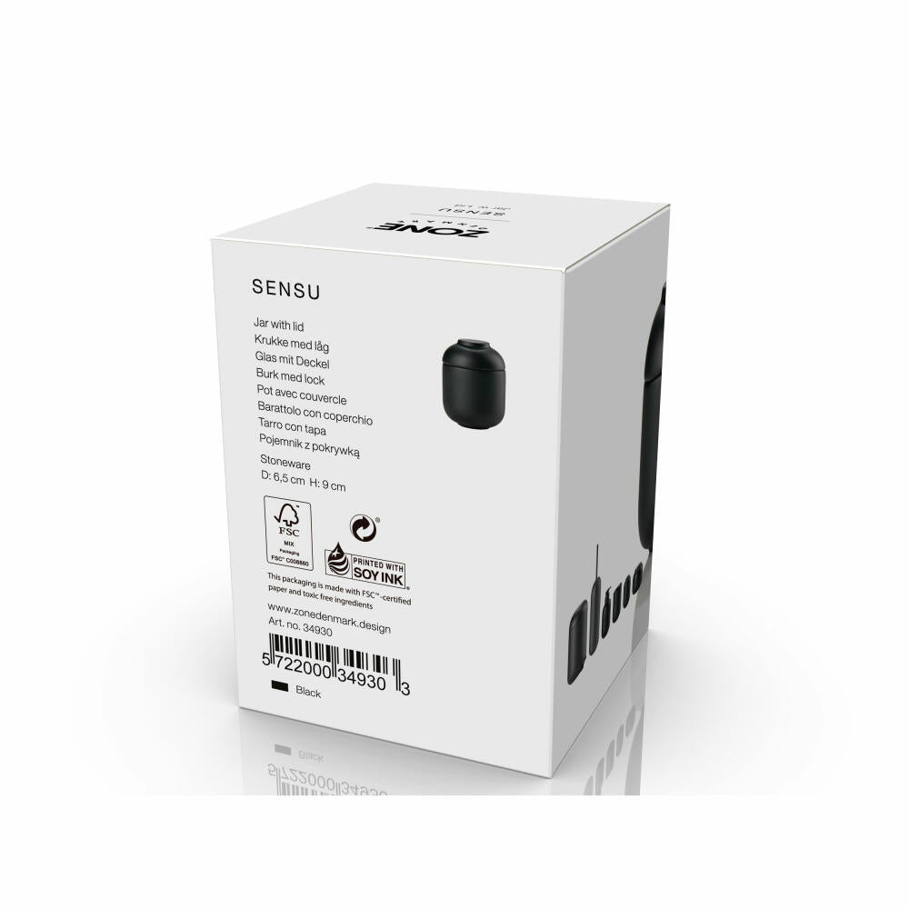 Zone Denmark Aufbewahrungsdose Sensu Black, Steinzeug, Schwarz, 6.5 x 9 cm, 34930