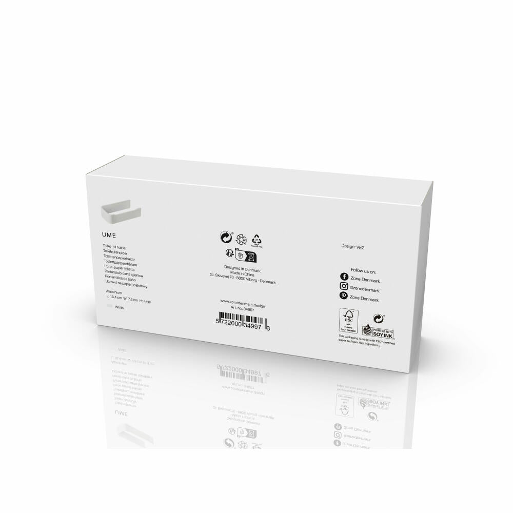 Zone Denmark Toilettenpapierhalter Ume White, WC-Rollenhalter, Aluminium, Weiß, 34997