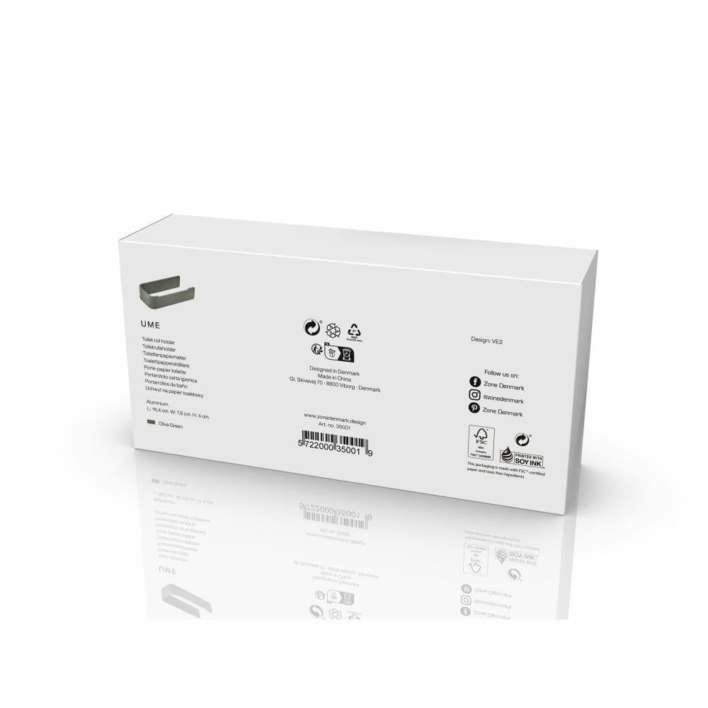 Zone Denmark Toilettenpapierhalter Ume Olive Green, WC-Rollenhalter, Aluminium, Grün, 35001