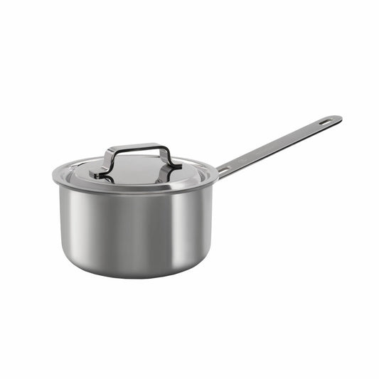 Professional Secrets Kitchen Cooking Pot with Lid, Cooking Pot, Saucepan, 5-ply Steel / Aluminium, Silver, Ø 16 cm, 1.5 L, 1022