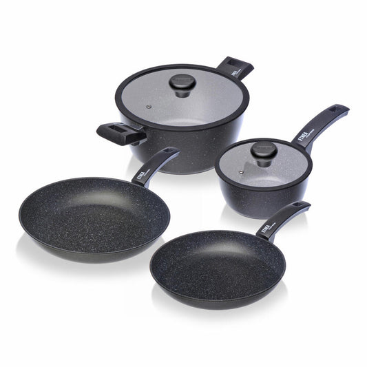 Moneta Etnea Kochset, 6-tlg., Pfanne, Topf, Bratpfanne, Stieltopf, Kochtopf, Deckel, Aluminium / Glas, 0018656532