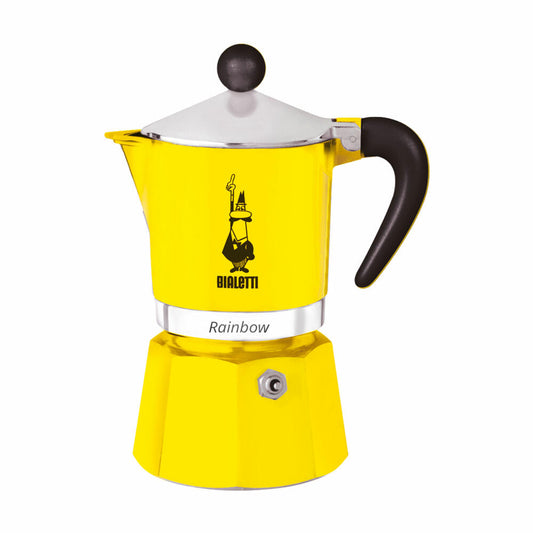 Bialetti Espressokocher Rainbow für 1 Tasse, Espresso, Espressokanne, Kaffeebereiter, Aluminium, Gelb, 60 ml, 4981