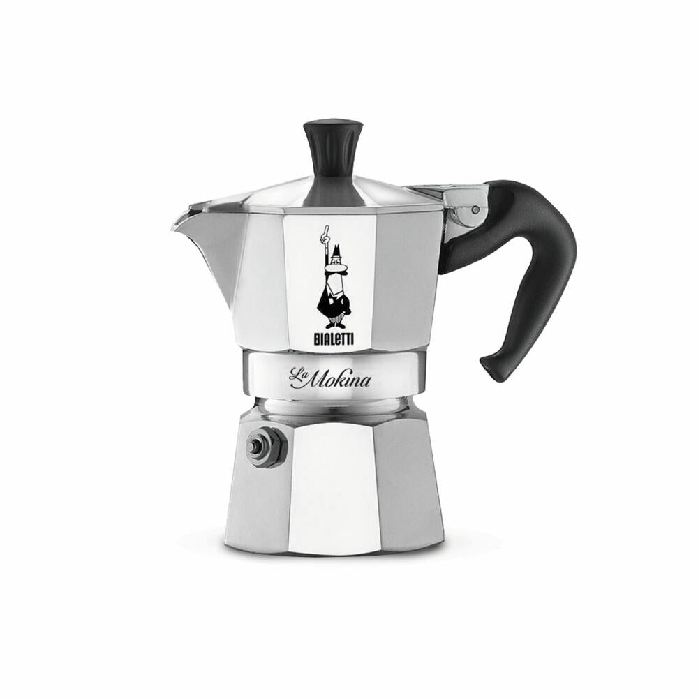 Bialetti Espressokocher Moka Express La Mokina, 1 Tasse, Espresso, Espressokanne, Kaffeebereiter, Aluminium, Silber, 40 ml, 2380