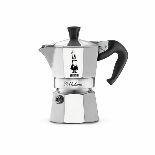 Bialetti Espressokocher Moka Express La Mokina, 1 Tasse, Espresso, Espressokanne, Kaffeebereiter, Aluminium, Silber, 40 ml, 2380