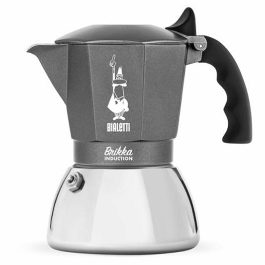 Bialetti Espressokocher Brikka für 4 Tassen, Espresso, Espressokanne, Induktion, Edelstahl, Anthrazit, 150 ml, 7317