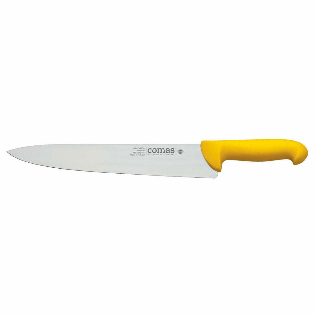 Comas Kochmesser Carbon, Küchenmesser, Stahl, PP, Gelb, 25 cm Klinge, 10116