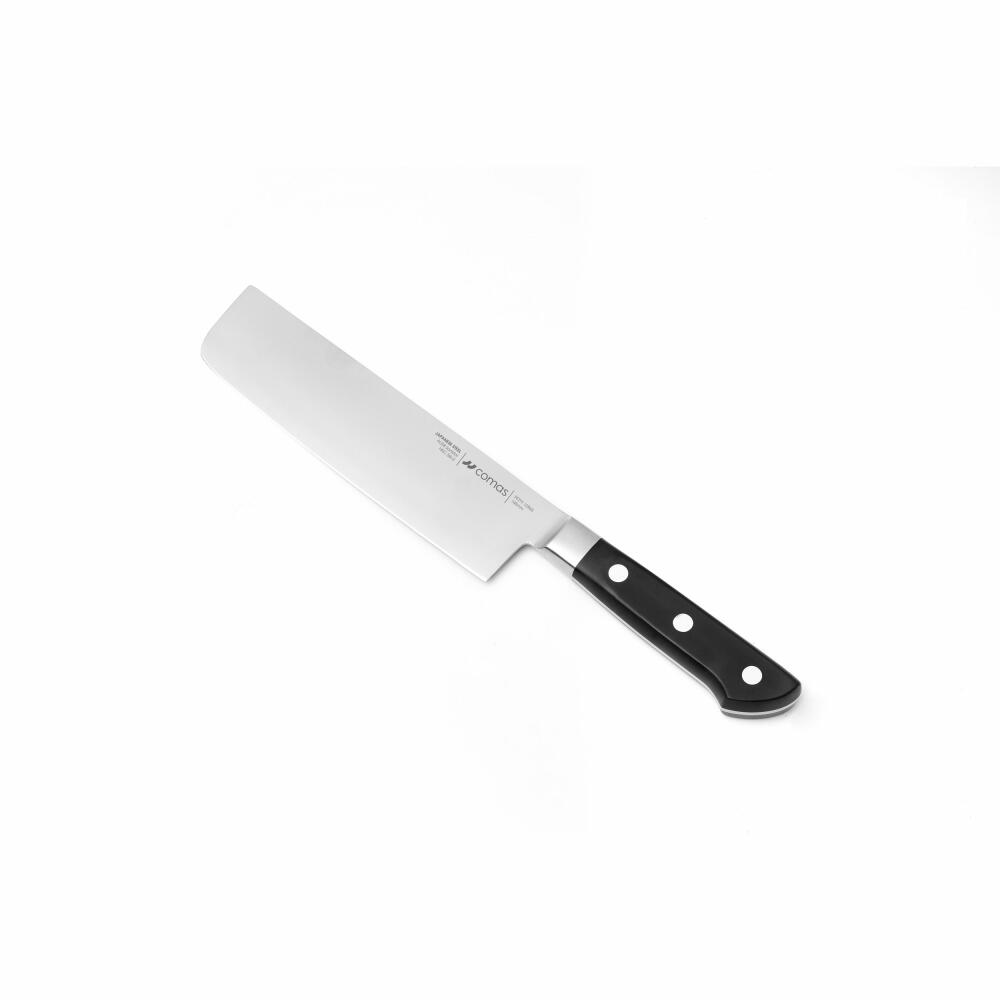 Comas Nakiri-Gemüsemesser Zen, Küchenmesser, San Mai Stahl, POM, Schwarz, 16.5 cm, 10969