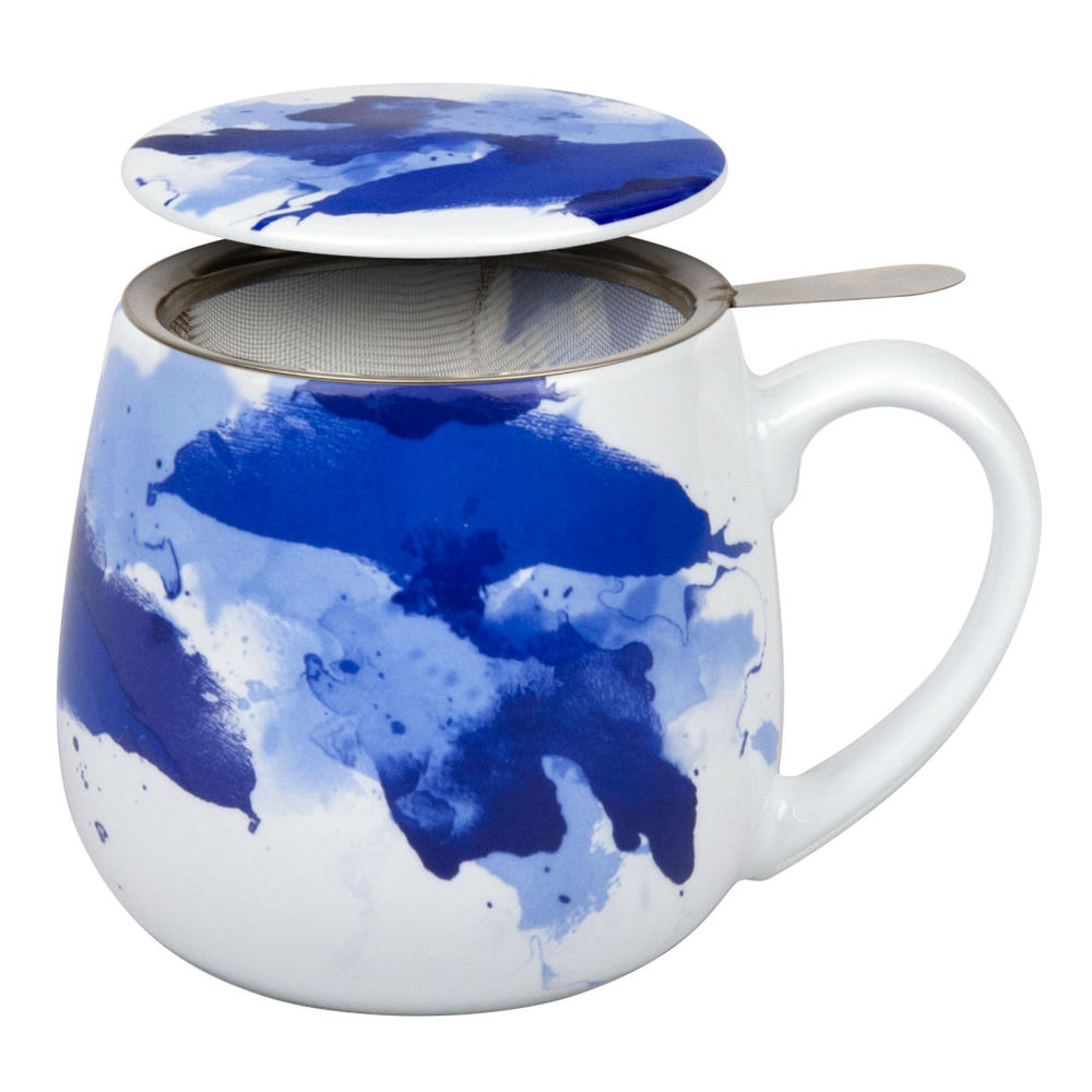 Könitz Seeing Blue mug, cup, tea cup, with strainer and lid, porcelain, 420 ml, 11 5 143 2252