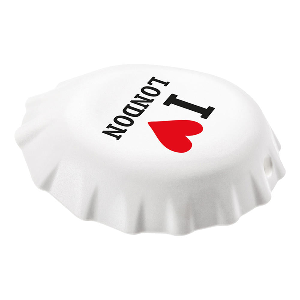 Koziol Plopp I Love London Flaschenöffner, Flaschen Öffner, Kapselöffner, Kunststoff, Weiß mit Schwarz / Rot, 3777525