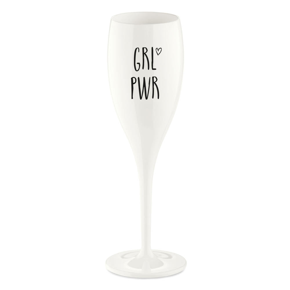 Koziol Cheers Grl Pwr sparkling wine glass with print, sparkling wine glass, champagne glass, prosecco glass, white, 19.1 cm, 3782525