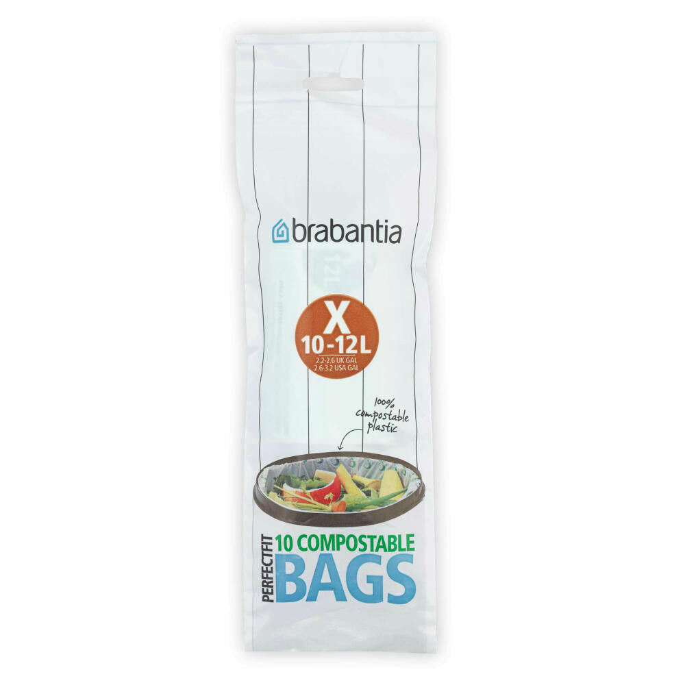 Brabantia Müllbeutel PerfectFit, Abfallbeutel, Beutel, Codierung C, Weiß, 10-12 L, 10 Stück, 118685