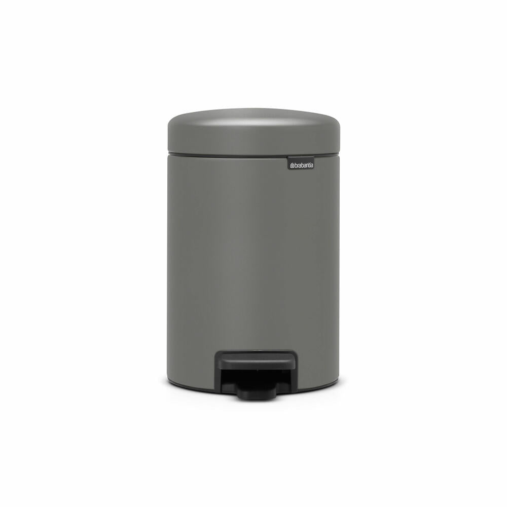 Brabantia Treteimer NewIcon, Kosmetikeimer, Mülleimer, Abfallbehälter, Stahl, Mineral Concrete Grey, 3 L, 126260