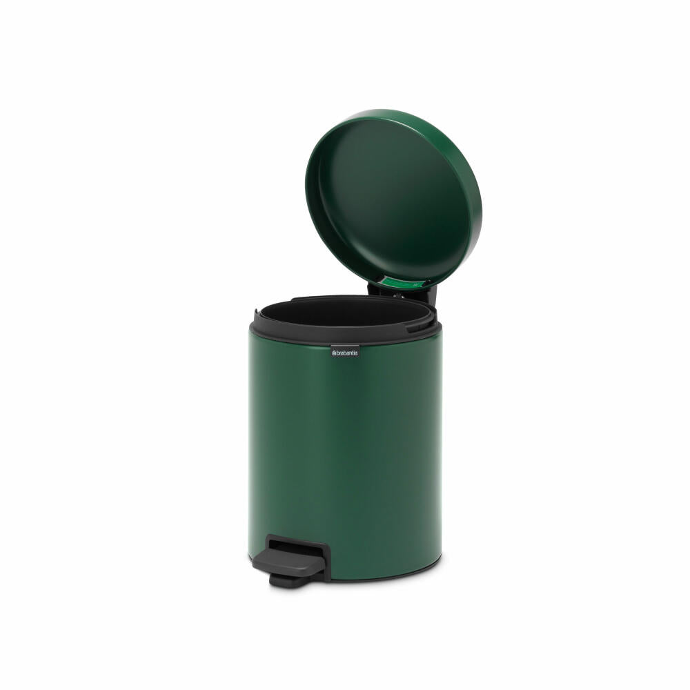 Brabantia Treteimer NewIcon, Kosmetikeimer, Mülleimer, Abfallbehälter, Stahl, Pine Green, 5 L, 304026