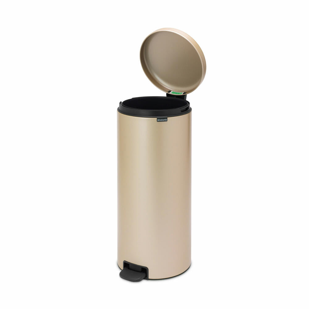 Brabantia Treteimer NewIcon, Abfalleimer, Mülleimer, Abfallbehälter, Stahl, Metallic Gold, 30 L, 304484