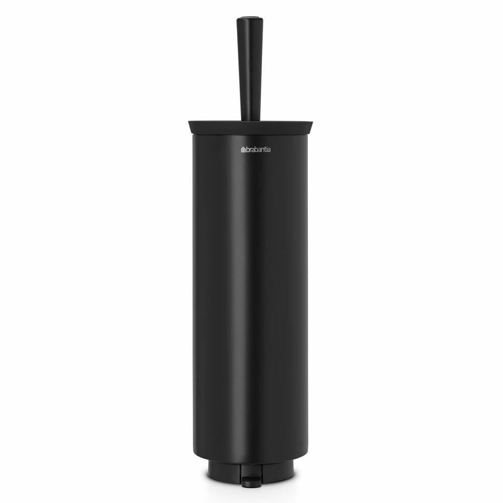 Brabantia WC Garnitur & Bürste De Luxe, Klobürste, Klobürstenhalter, Stahl, Schwarz, 483349