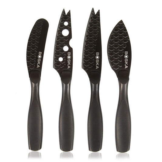 Boska Käsemesser-Set Mini Monaco+ Schwarz, Käsemesser, Käseschneider, Edelstahl, Schwarz, 16 cm, 307088