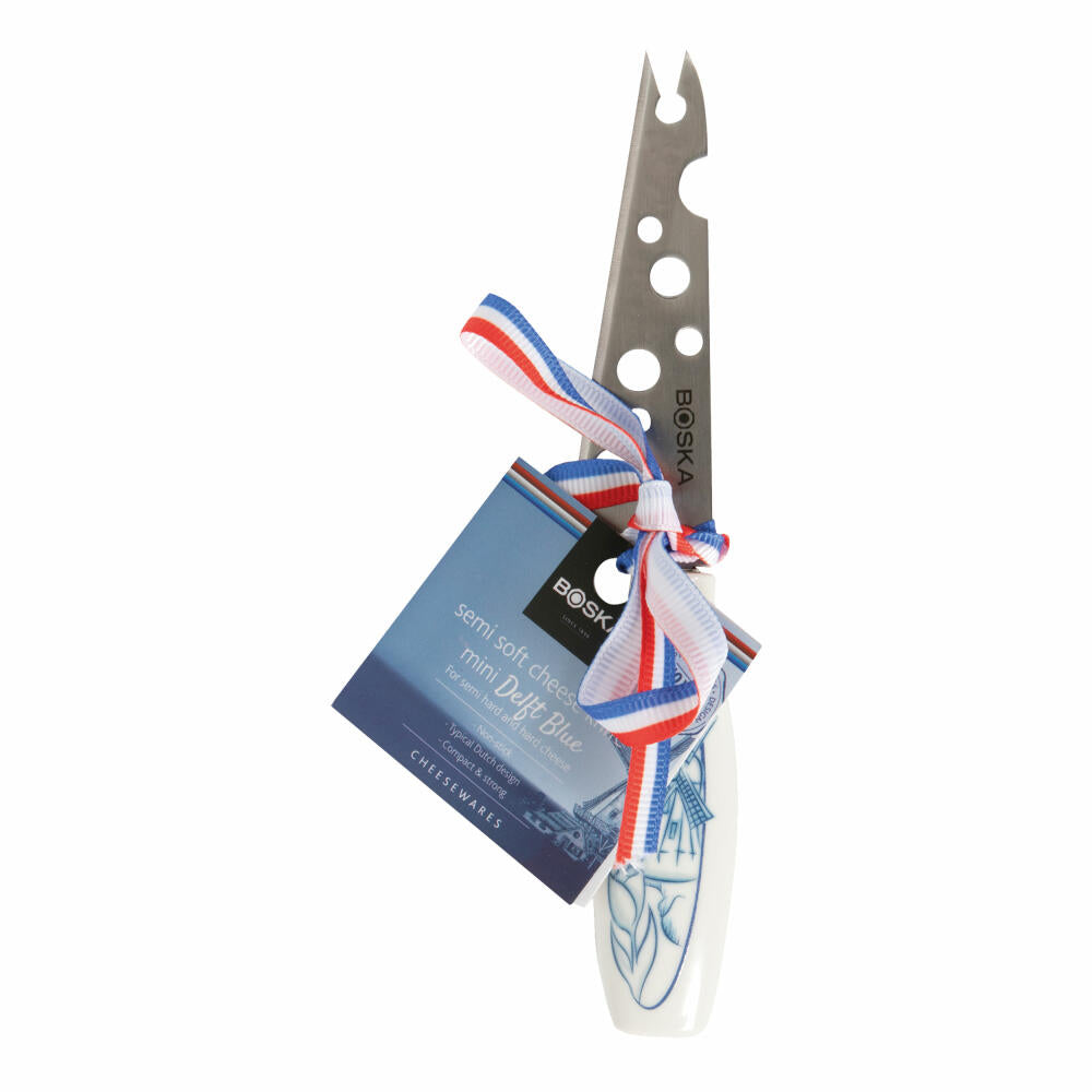 Boska Käsemesser Mini Delfter Blau, für Halbweichen Käse, Käseschneider, Keramik, Edelstahl, Silber, 15 cm, 307077