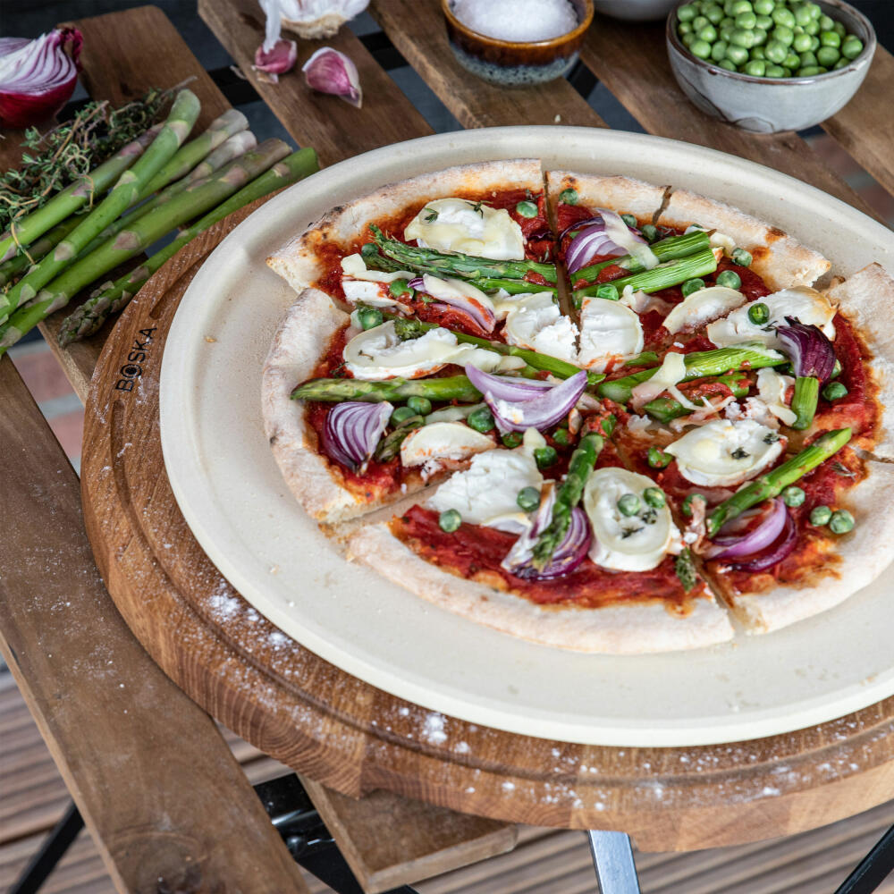 Boska Pizzastein Deluxe L, Pizzabackstein für Ofen und Grill, Cordierit, Beige, 35 cm, 320513