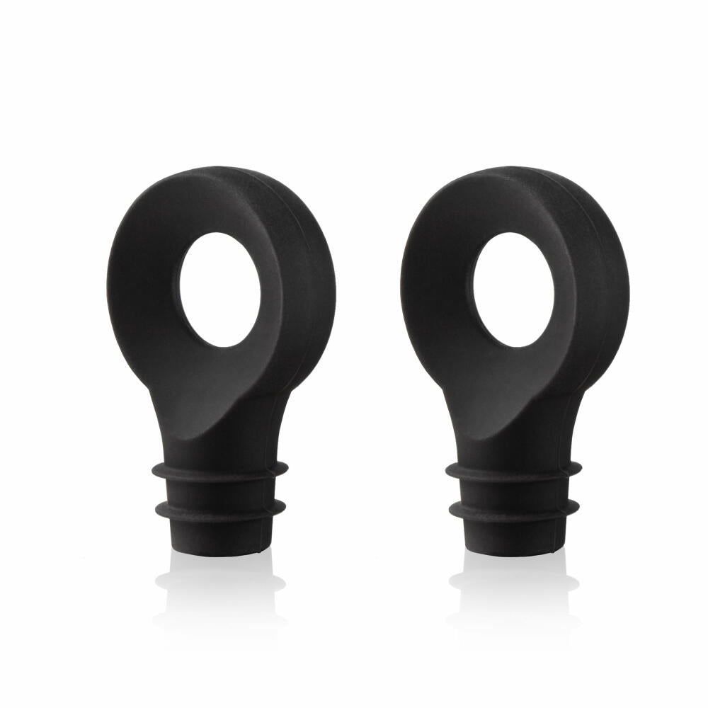 Vacu Vin Flaschenstopfen 2er Set, Weinstopfen, Flaschenverschluss, Silikon, Schwarz, 08874606