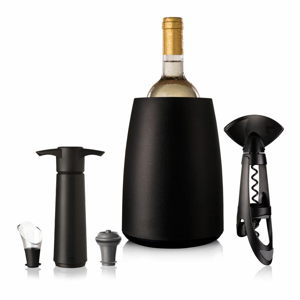 Vacu Vin Geschenkset Elegant, 5-tlg., Weinkühler, Flaschenöffner, Vakuumpumpe, Stopfen, Ausgießer, 3890660