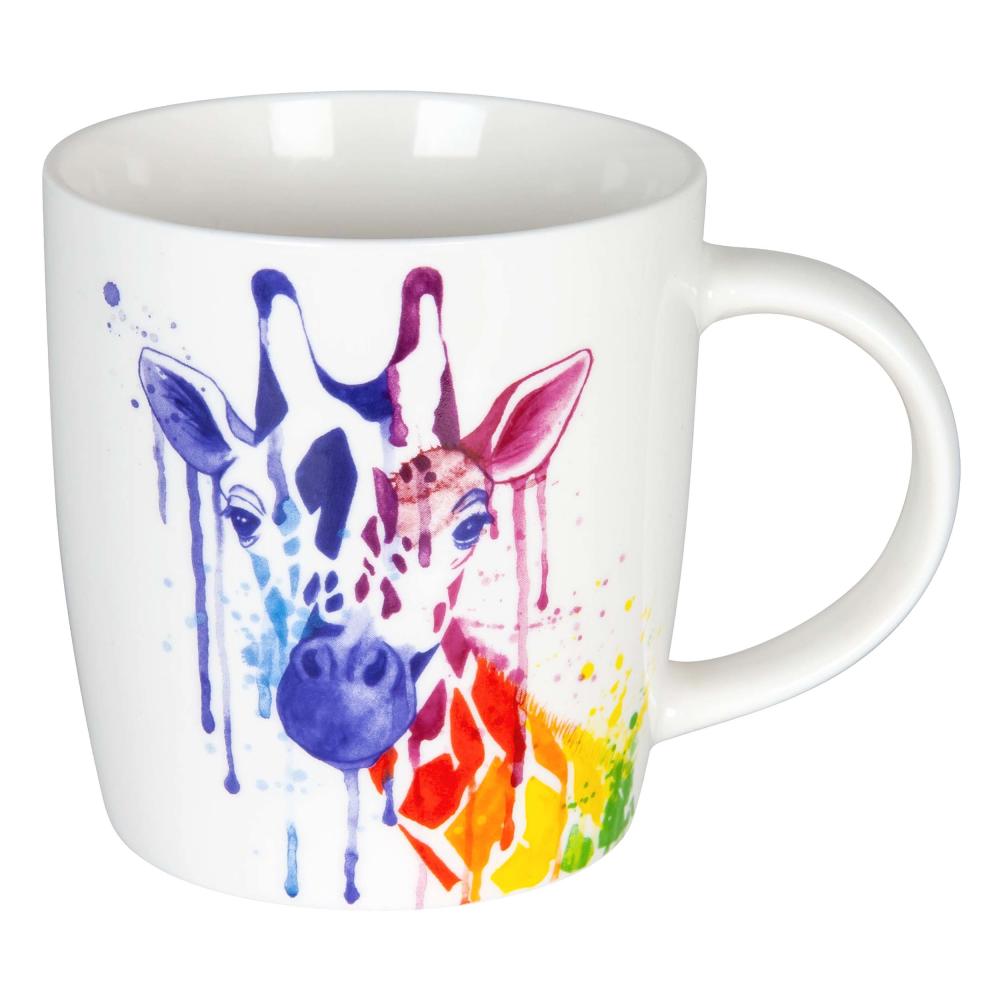 Könitz Watercoloured Animals Giraffe Becher, Kaffeebecher, Kaffeetasse, Kaffee Tasse, Teetasse, Porzellan, Bunt, 350 ml, 11 7 275 2291