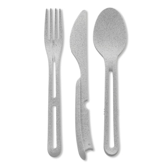 Koziol Klikk cutlery set, 3-piece, spoon, fork, knife, cutlery, plastic, Organic Grey, 22.2 cm, 4003670