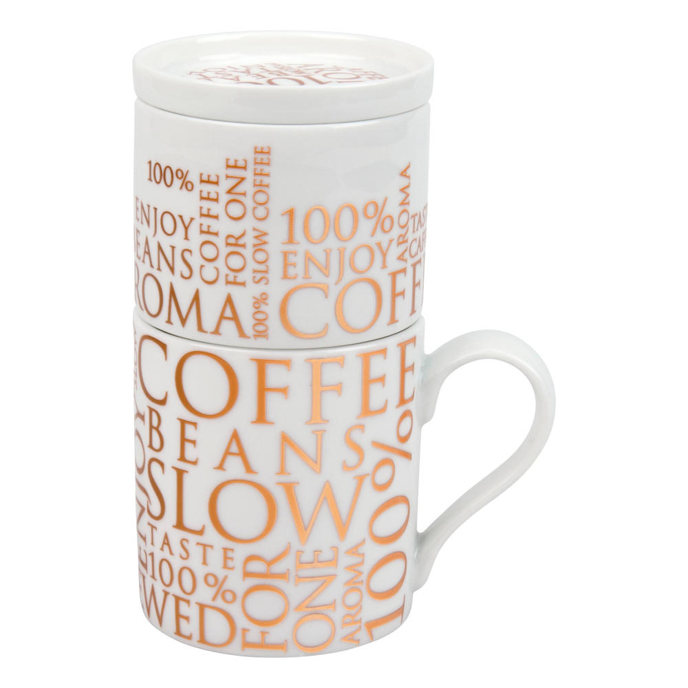 Könitz Coffee For One 100% On White, 4-tlg., Filterkaffee, Brühkaffee, Kaffeebecher, 330ml, 1156182026