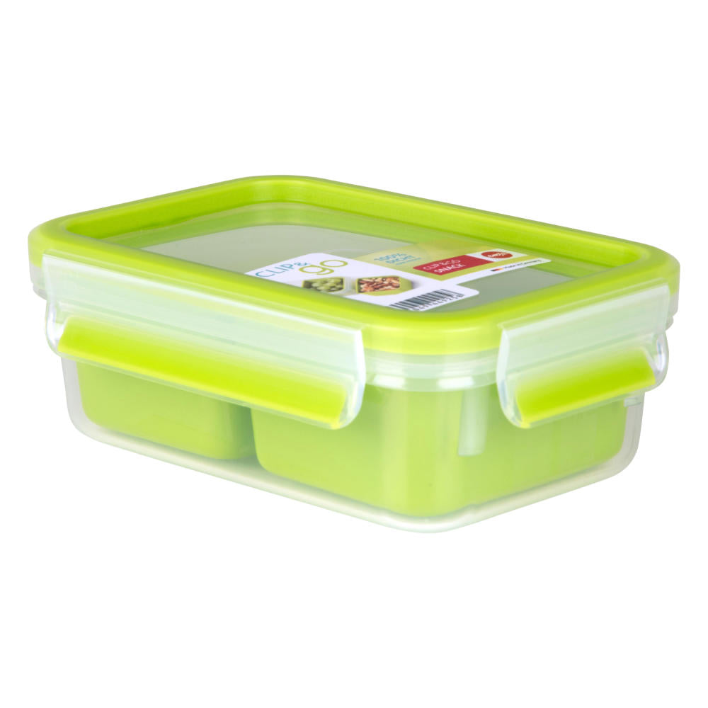 Emsa Clip & Go Frischhaltedose, Frischhalte Box, Dose, Aufbewahrungsdose, Clipbox, Kunststoff, Grün, 1 L, 518101