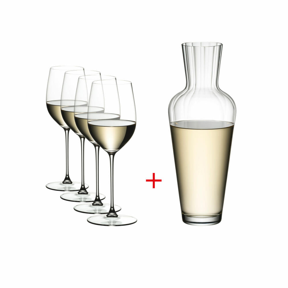 Riedel Veritas Riesling Zinfandel Mosel, 5-tlg., Rieslinggläser, Dekanter, Weinglas, 5449/15-MOS