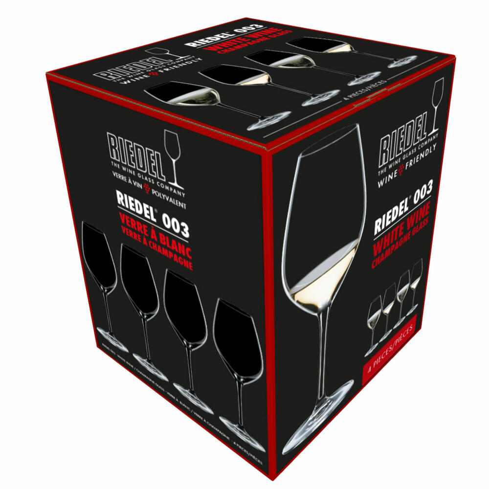 Riedel Wine Friendly White Wine / Champagne 003, 4er Set, Weinglas, Champagnerglas, Weißwein Glas, Kristallglas, 440 ml, 6422-04-3