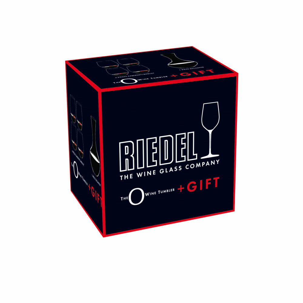 Riedel O + Geschenk, 4 Cabernet Weingläser & Dekanter Syrah, hochwertiges Glas, 5414/30
