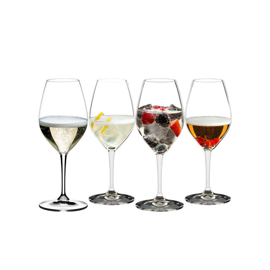 Riedel Mixing Champagne Set, champagne glass, glass, glasses, drinking glass, sparkling wine glass, crystal glass, set of 4, 5515/58