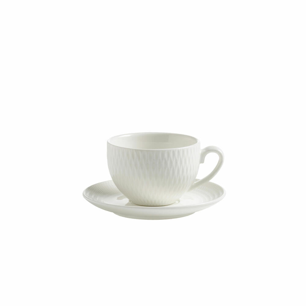Maxwell & Williams Diamonds Espresso Cup with Saucer Round, Espresso Cup, Hard Porcelain, White, 100 ml, DV0029