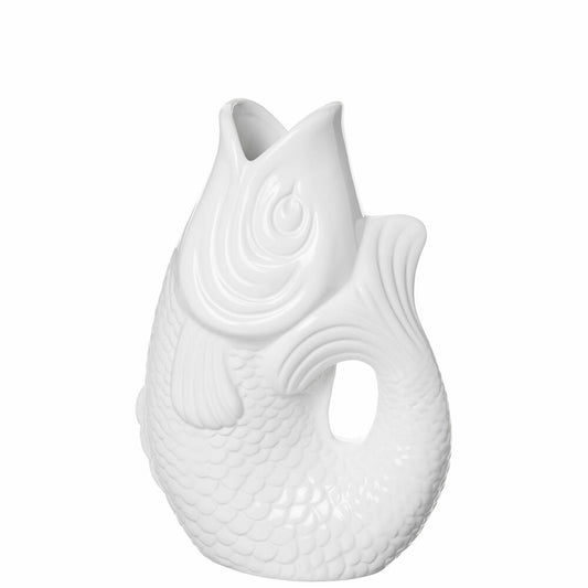 Gift Company Vase Monsieur Carafon S, decorative vase in fish shape, stoneware, white, 24.3 cm, 75881