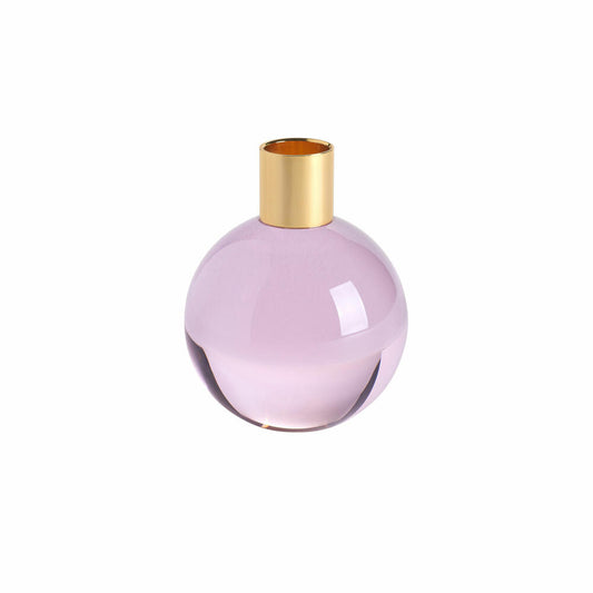 Gift Company Dioptrics candle holder, ball, candlestick, candle holder, crystal glass, pink, H 9.5 cm, 15601013