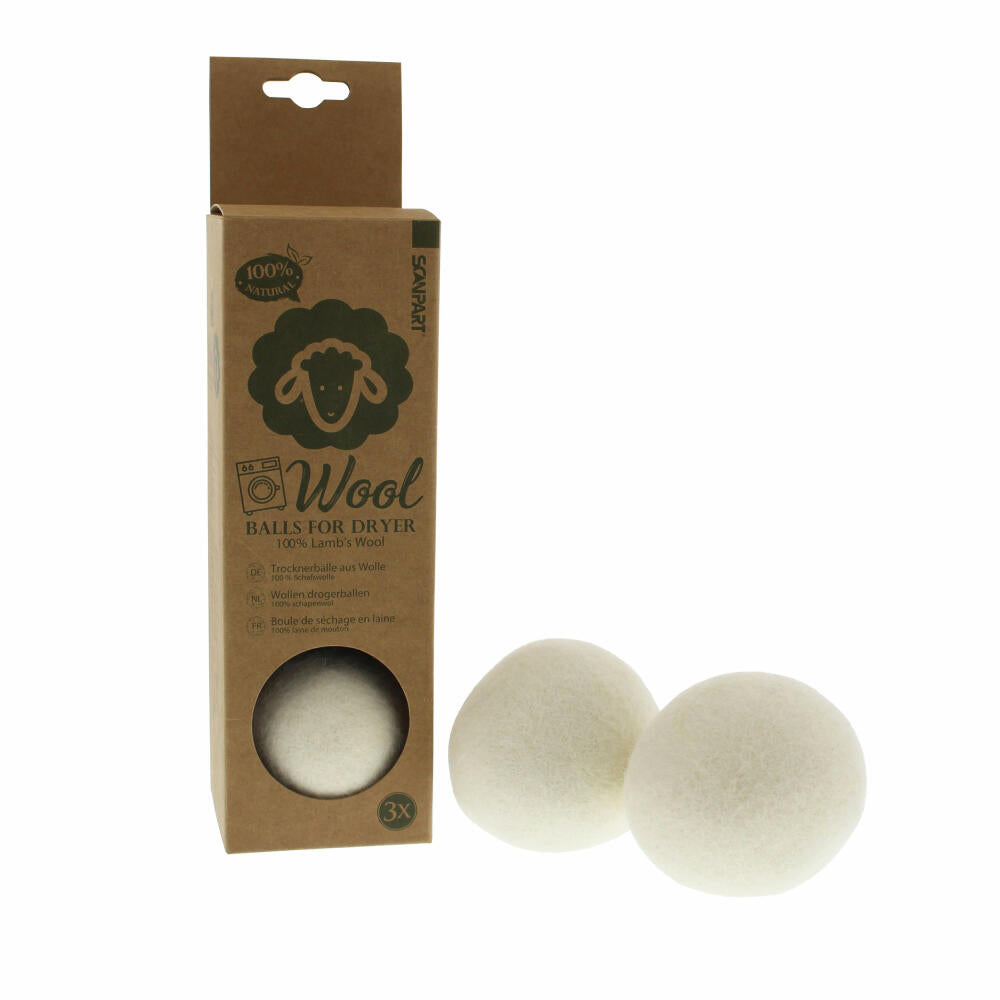 Scanpart Trocknerbälle Schafwolle, 3er Set, Weichspüler Alternative, Wäscheball, Trocknerball, 1140000013