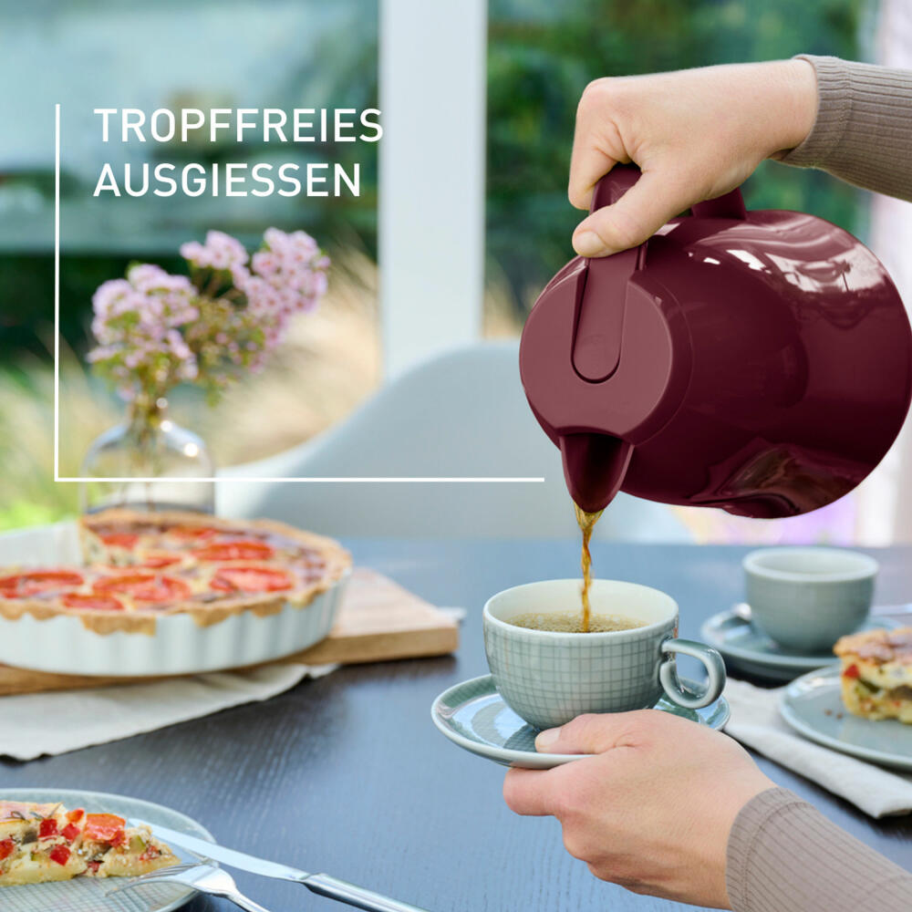 Emsa Mambo QT Isokanne, Kanne, Kaffeekanne, Thermokanne, Kunststoff, Hochglanz Weinrot, 1 L, 517007
