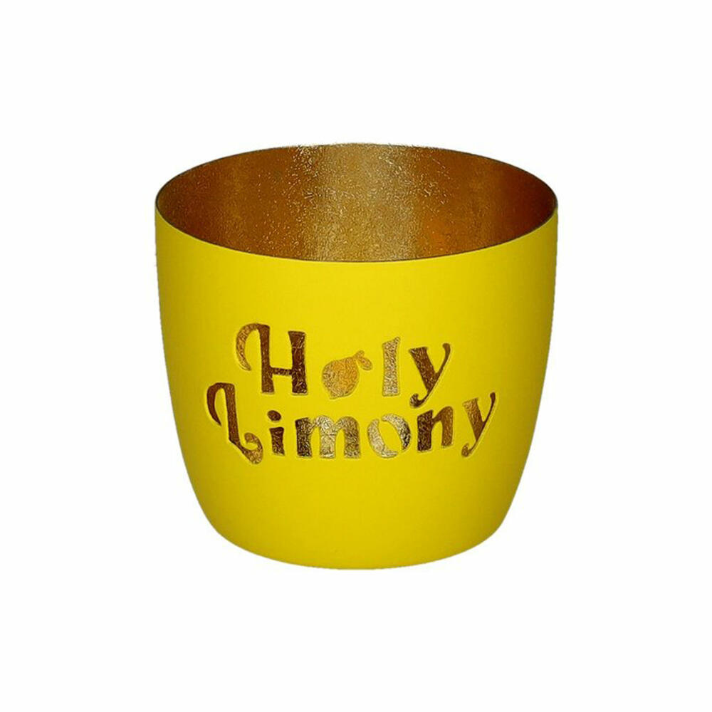Gift Company Windlicht Madras M, Holy Limony, Teelichthalter, Kerzenhalter, Eisen, Neon Gelb / Gold, H 8.5 cm, 1210604086