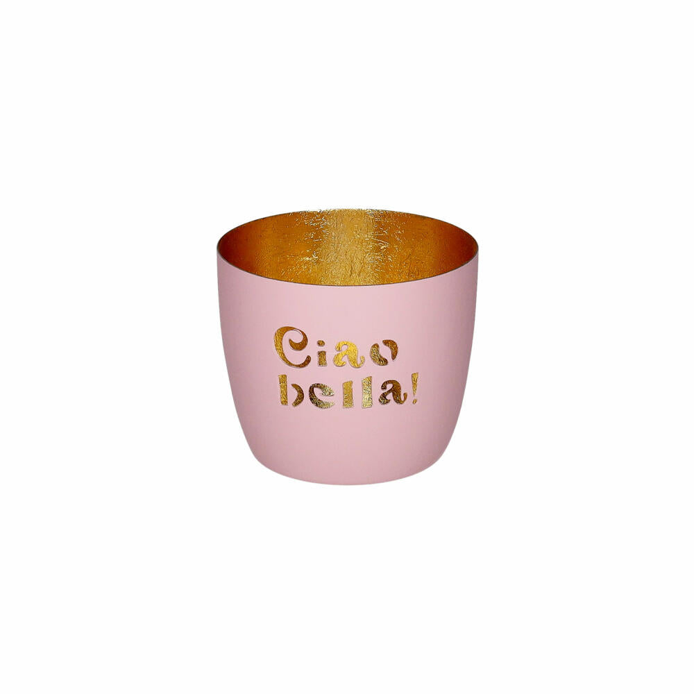 Gift Company Windlicht Madras M, Ciao bella!, Teelichthalter, Kerzenhalter, Eisen, Rosa / Gold, H 8.5 cm, 1210904012