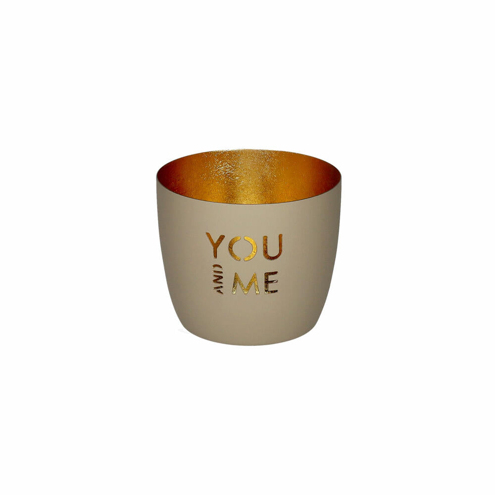 Gift Company Windlicht Madras M, You and Me, Teelichthalter, Kerzenhalter, Eisen, Sandstone / Gold, H 8.5 cm, 1212404029