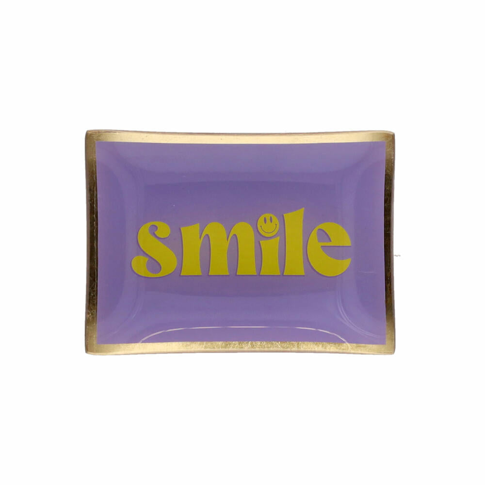 Gift Company Glasteller Love Plates M, Smile, Dekoteller, Ablage, Glas, Lila / Gelb, , 10 x 14.2 cm, 1213504014