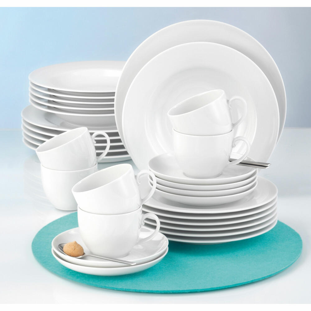 Seltmann Weiden Rondo Liane Kombiservice, Geschirrset, Service, Geschirr Set, Porzellan, Weiß, 30-tlg., 1749275