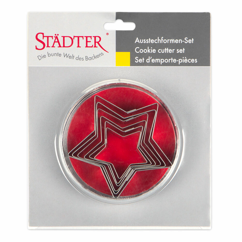 Städter cookie cutter stars, 6 pcs., cookie cutter, cookie mold, biscuit, cookies, tinplate, 018013