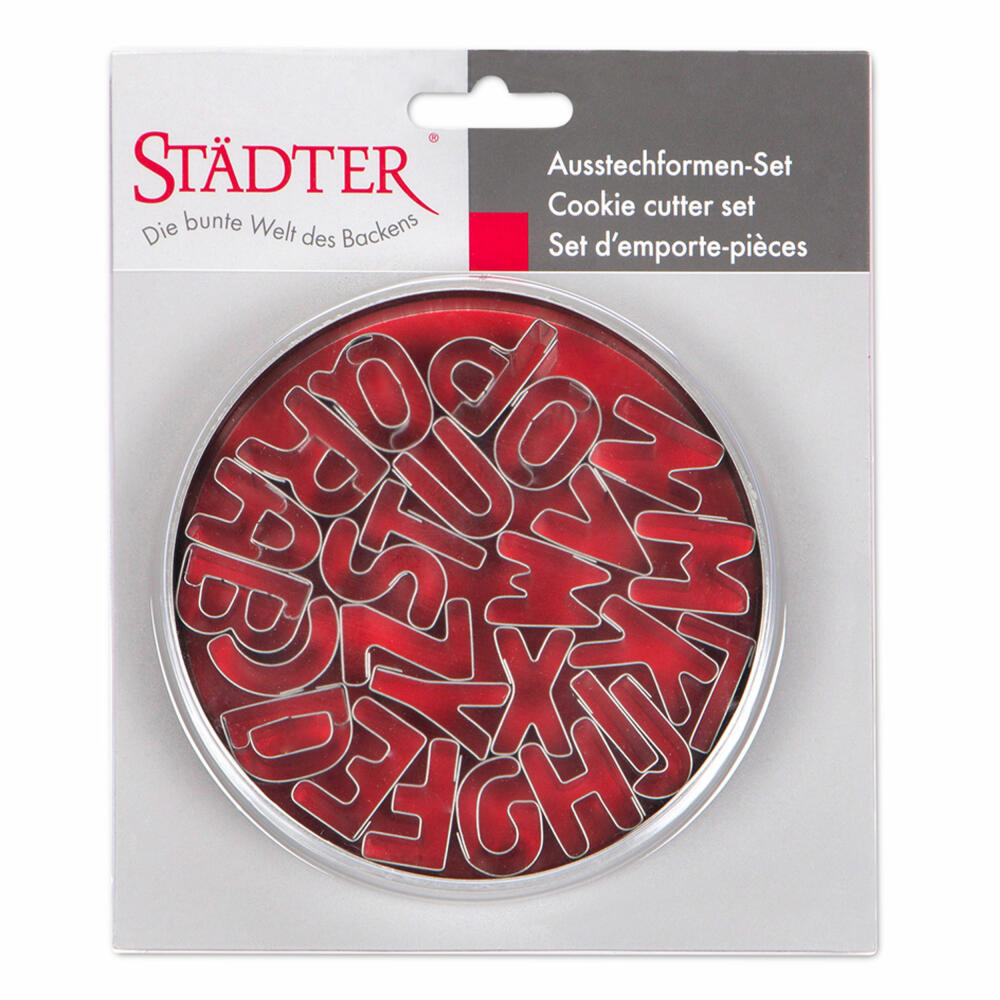 Städter letter cookie cutter set, 26 pcs., cookie cutter, cookie mold, biscuit, cookies, tinplate, 2.5 cm, 023215