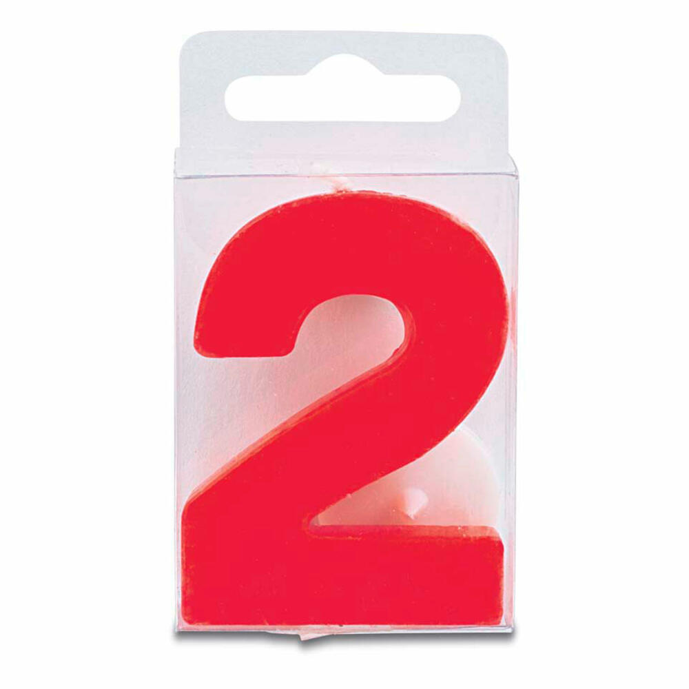Städter Kerzen Ziffer 2, mit Halter, Zahl, Geburtstagskerzen, Kuchenkerzen, Geburtstag, Kerze, Rot, 4.5 cm, 910591