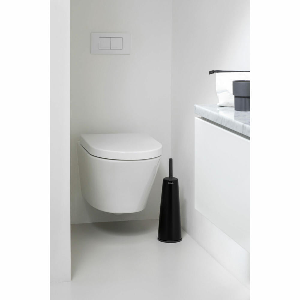 Brabantia Toilettenbürste und Halter ReNew, Toilettenbürstengarnitur, WC-Garnitur, Matt Black, 108587