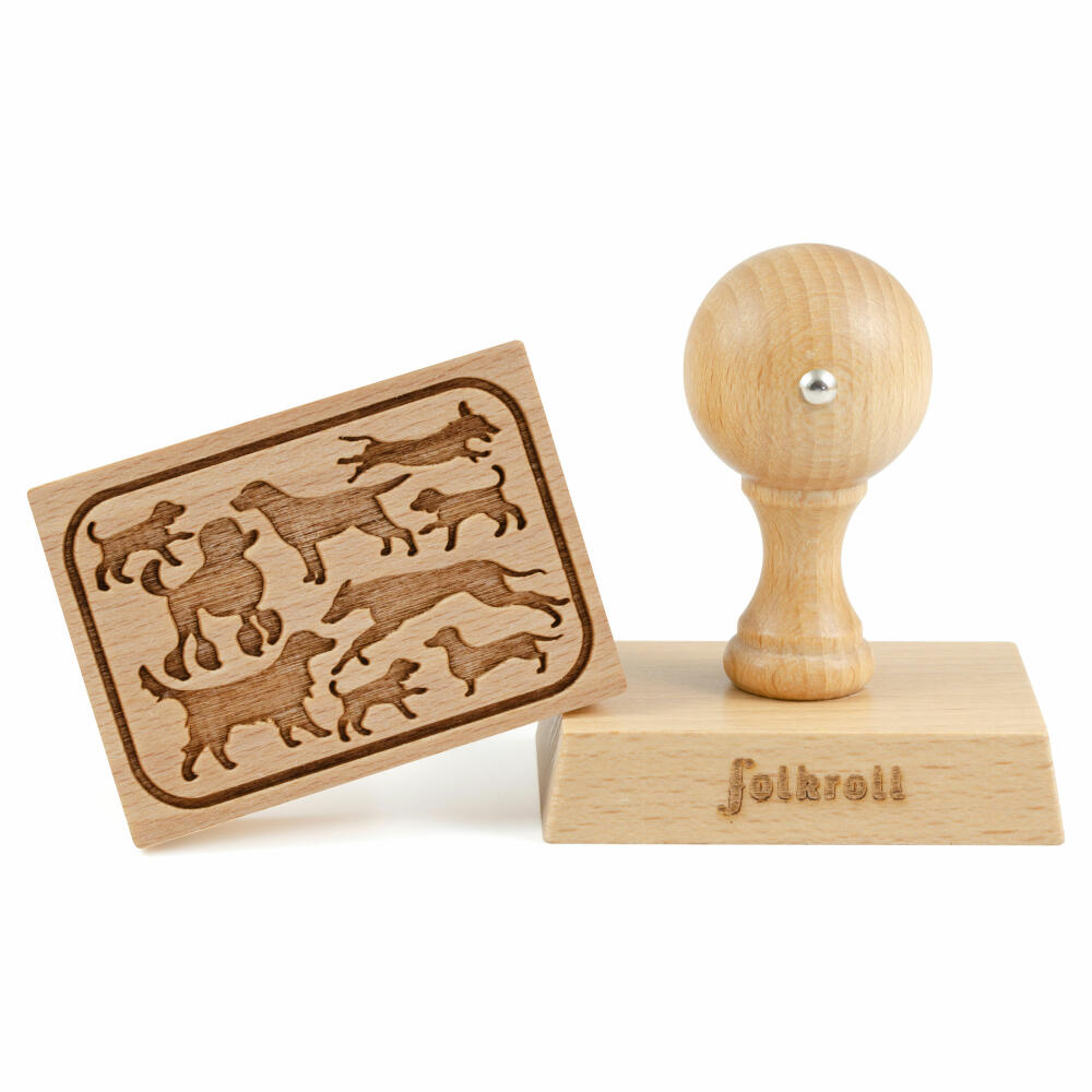 Folkroll Keksstempel Hunde, 70x50 mm, Cookiestempel, Backstempel, Keks, Stempel, Motiv, Buchenholz, 336731