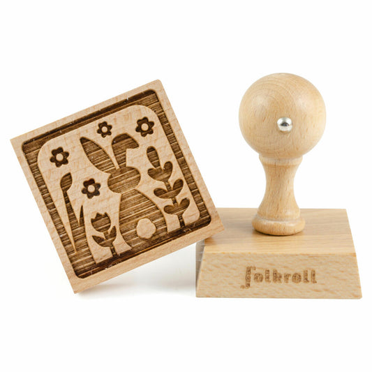 Folkroll Keksstempel Osterhase, 55x55 mm, Cookiestempel, Backstempel, Keks, Stempel, Motiv, Buchenholz, 336816