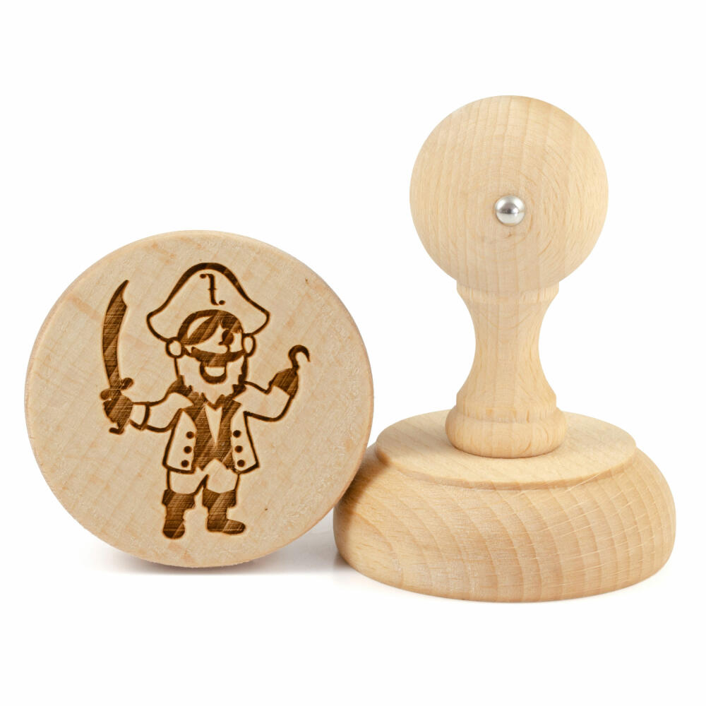 Folkroll Keksstempel Pirat, Ø 60 mm, Cookiestempel, Backstempel, Keks, Stempel, Motiv, Buchenholz, 336854