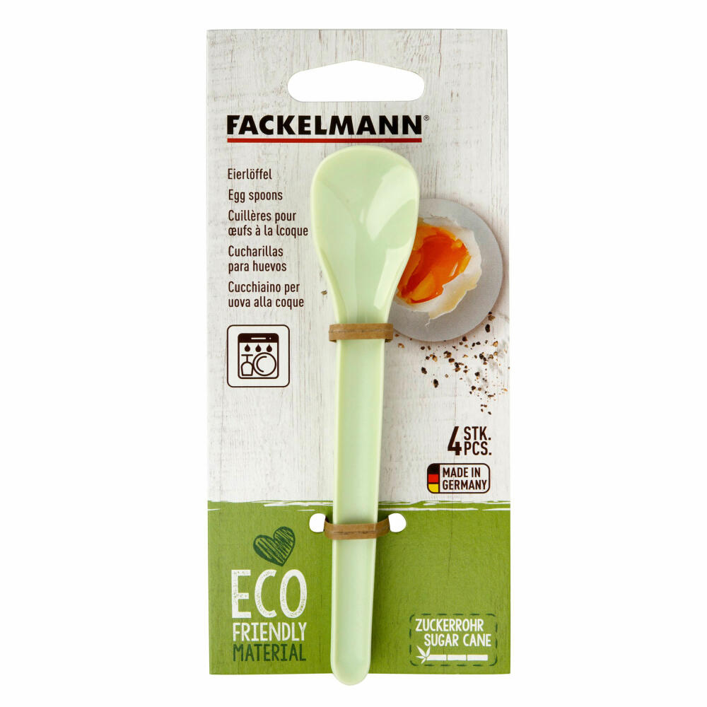 Fackelmann egg spoon set of 4 Eco, breakfast spoon, cutlery, Green PE, green, 14 cm, 33020